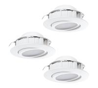 EGLO 3-piece LED recessed spotlight set Pineda | LED spot collection made of plastic, 3 white LED recessed lights, flat and adjustable LED downlights, Ø 8.4 cm
