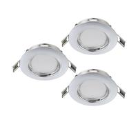 Eglo 3-Piece recessed Spotlight Set Peneto, Steel Spots in Chrome, 3 recessed Lights with GU10 Socket, LED Bulbs Included, Flat spot, Ø 7.8 cm