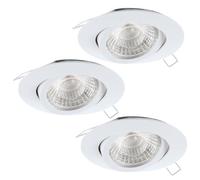 Eglo 3-piece recessed Spotlight Set Tedo 1 | spot set made of white die-cast aluminium, 3 recessed lights with GU10 socket, LED bulbs included, step dimmable, flat Ø 8 cm
