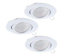 Eglo 3-Piece recessed Spotlight Set Tedo, Aluminium cast Spots in White, 3 recessed Lights with GU10 Socket, LED Bulbs Included, Flat Adjustable spot, Ø 8 cm