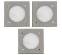 Eglo Outdoor Recessed Floor Lamp Set of 3 Lamedo Recessed Floor Light Square Stainless Steel 10 x 10 cm
