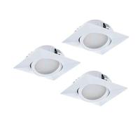 Eglo 3-Piece Set LED Recessed Spotlights Pineda, LED Spots Made of Plastic, 3 LED Built-in Lights in White, Flat and Swivel LED Recessed Spotlights, Warm White Recessed Spotlight Set, L x W 8.4 cm