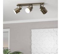 Eglo Spotlight bar Southery, Ceiling Light Fitting with 3 Adjustable spot Lights, Elegant Living Room lamp Made of Burnished Metal, Track Lighting with E27 Socket