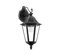 Navedo Traditional Exterior Wall Lamp in Black and Silver-Patina - Black / E27 / 1.788kg