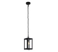 Eglo 94788 Alamonte Black & Clear Glass Panel Outdoor Vintage Square Pendant Light | IP44 Rating | Requires 1 x E27 Lamp (Not Included) | Gardens - Decking - Patio Lighting | Car Air Freshener Promo