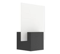 EGLO Adamello LED Outdoor Wall Light 1-Bulb Cast Aluminium Black and Frosted Glass White IP44