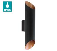 Eglo Agolada Energy Saving Exterior Wall Light - Black & Copper, Black