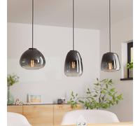 EGLO Aguilares hanging light, smoked glass, 3-bulb, linear