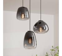 EGLO Aguilares hanging light, smoked glass, 3-bulb rondel