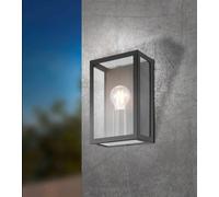 Eglo Outdoor Wall lamp Alamonte 1, Vintage Outdoor Light Fixture, Front Door lamp Made of galvanised Steel, Black, Clear gkass, E27 Socket, IP44