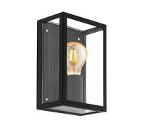 Eglo Outdoor Wall lamp Alamonte 1, Vintage Outdoor Light Fixture, Front Door lamp Made of galvanised Steel, Black, Clear gkass, E27 Socket, IP44