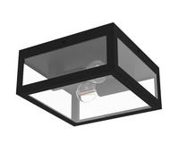 Eglo Alamonte 1 Outdoor Ceiling lamp, 2-Flame Outdoor wall Light, Black galvanised Steel with Clear Glass Ceiling Light, E27 Socket, IP44