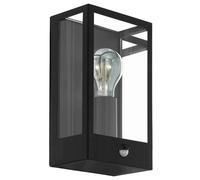 Eglo Alamonte Metal Ip44 Outdoor Wall Light With Sensor In Black Black One Size