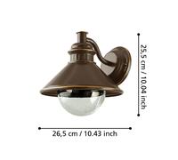 EGLO Albacete outdoor wall light, brown/copper, Ø 26 cm, metal