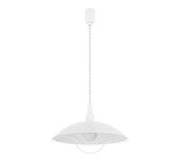 Eglo Alvez Adjustable Pendant Lamp, White Plastic and Clear Glass Ceiling Light with Spiral Cable, Classic Dining Room and Kitchen Hanging Lighting, E27 Socket