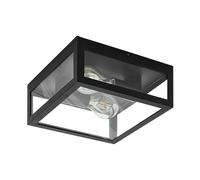 Amezola Clear Metal And Glass IP44 Bathroom or Outdoor Wall or Ceiling Light EGLO Black One Size