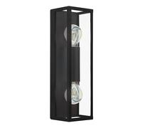 Eglo Wall Light Amezola 2-Flame Vintage Black Steel & Clear Glass E27 IP44