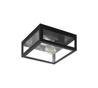 Eglo Amezola Clear Metal And Glass Ip44 Bathroom Or Outdoor Wall Or Ceiling Light In Black Black