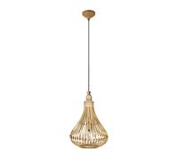 Eglo Amsfield Pendant Light, Vintage, Nature, Boho, Nordic Design Hanging lamp, Dining Room, Living Room Lighting, Steel and Wooden Natural Colour, E27 Socket, Ø 13.8 inches