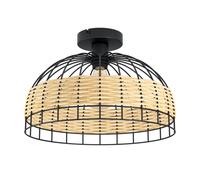 EGLO Anwick Ceiling Light - Black & Rattan | TJ Hughes