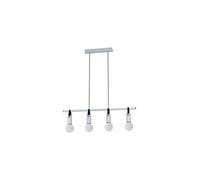 Eglo Apricale 4-Bulb Pendant Light Industrial Modern Minimalism Pendant Light Made of Steel and Leather, Dining Table Lamp, Living Room Lamp Hanging in Light Grey, Black, E27 Socket