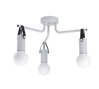 EGLO Apricale Ceiling Light 3 Bulbs Industrial Modern Minimalism Living Room Lamp Steel and Leather Kitchen Lamp Hallway Lamp Ceiling in Light Grey Black E27 Socket