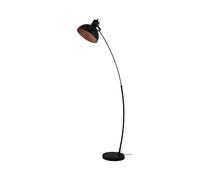 Eglo Arc Floor lamp Jaafra, Arched floorlamp for Living Room, Curved Standing Light for Reading, Black and Copper Coloured Metal, E27 Socket