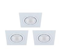 EGLO Areitio Recessed Spotlights Set of 3 Brushed Aluminium 3 Recessed Lights with GU10 Socket LED Bulbs Included Flat Spotlight Swivelling L x W 9.5 cm