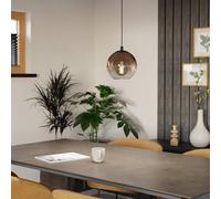 Eglo Pendant Lighting Ariscani, Hanging lamp for Dining Table, Ceiling Light Fitting Living Room, Black Metal and Copper Coloured Glass, E27 Socket, Ø 42.5 cm