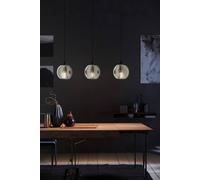 Eglo Pendant Lighting Ariscani, Ceiling Light Fitting with 3 Shades, Hanging lamp for Dining Room Made of Black Metal and Smoked Glass in Transparent Black, E27 Socket, 30.1“