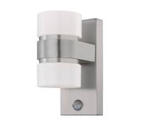 Eglo Atollari Stainless Steel Cylindrical IP44 Integrated LED Outdoor Wall Light in Metallic Silver EGLO Metallic Silver