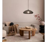 Eglo Pendant Lighting Barlaston, Ceiling Light Fitting for Dining Room, Hanging lamp Made of Grey Fabric and Black Metal, E27 Socket, Ø 18"