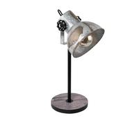 Eglo Barnstaple Brown And Zinc Patina Wood Metal Task Lamp In Metallic Silver Metallic Silver