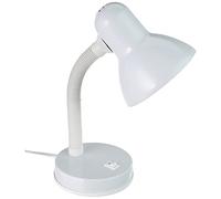 EGLO Basic Desk Lamp, Steel and White Plastic Bedside Light, Children’s Bedroom Lighting, E27 Socket