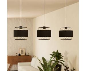 EGLO Bazely pendant light, black, 3-bulb.
