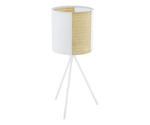 Eglo Bedside lamp Arnhem, Table Light in Vintage, Boho and Hygge Style, Natural Living Room Lighting Made of White Paper, Seaweed and Metal, E27 Socket