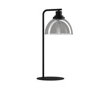 EGLO Bedside lamp Beleser, side table light made of smoked glass and black metal, living room and bedroom lighting with switch, E27 socket