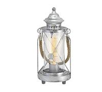 EGLO Bedside lamp Bradford 1, Vintage Table Light, Lantern, Living Room Lighting Made of Antique Silver Steel and Clear Glass, E27 Socket