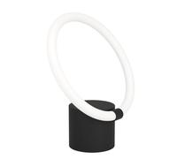 EGLO Bedside lamp Caranacoa with LED Ring, Minimalist Side Table Light Made of Black Metal and White Plastic, Living Room and Bedroom Lighting, Warm White