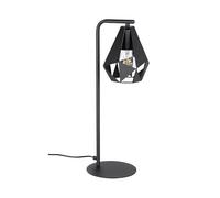 Eglo Bedside lamp Carlton 5, Vintage Table Light Fitting, Living Room and Bedroom Lighting, Black Metal, E27 Socket