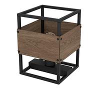Eglo Bedside lamp Evesham, Side Table Light in Industrial Design, Living Room and Bedroom Lighting Made of Dark Brown Wood Black Metal, E27 Socket
