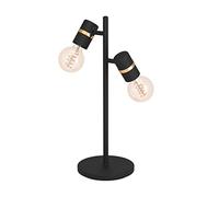 EGLO Bedside lamp Lurone, 2 lamp side table light with adjustable spots, decorative living room and bedroom lighting made of black and brass finished metal, E27 socket