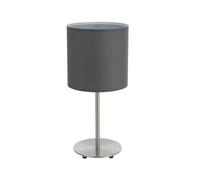 Eglo Bedside lamp Pasteri, Side Table Light Made of matt Nickel Steel and Grey Fabric, Living Room Lighting with Switch, E27 Socket, 15.7 inches
