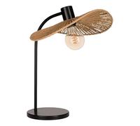 Eglo Bedside Lamp Siruela, Table Light in Boho Style, Bedroom Decoration, Fixture Made of Black Metal and Natural Paper, E27 Socket, H 46.5 cm