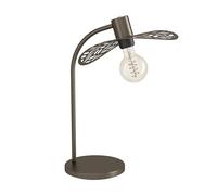 Eglo Bedside lamp Swaby, Table Light Fitting with Curved lampshade, Decorative Living Room and Bedroom Lighting, Metal in Bronze, E27 Socket, H 46.5 cm