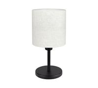Eglo Bedside Table lamp Monetto 1, Small Decorative Light Fixture, Elegant Living Room and bedroon Lighting, Black Metal with Natural-Coloured lampshade, E14 Socket, H 18 cm