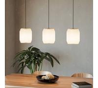 Eglo Pendant Lighting Belgrave, 3 Light Hanging lamp Above Dining Table, Dining Room Ceiling Light Fixture in Japanese Style, Metal and Paper in White, FSC-Certified, E27 Socket, 88 cm