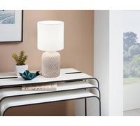 Eglo Bellariva Natural And White Ceramic And Fabric Table Lamp, (D) 15.5Cm