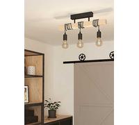 EGLO Black/Oak Townshend 3 Light Ceiling Black