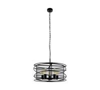 Eglo Blackwater Pendant Light, 5-Bulb Industrial Vintage Retro Pendant Light Made of Steel in Black, Dining Table Lamp, Living Room Lamp Hanging with E27 Socket